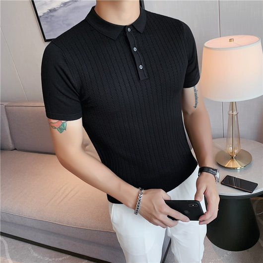 Playera Hueca de Manga Corta con Rayas Oscuras - Image 17