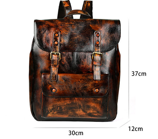 Mochila Casual de Cuero Genuino Estilo Retro Neutro - Image 7