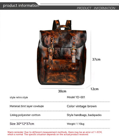 Mochila Casual de Cuero Genuino Estilo Retro Neutro - Image 10