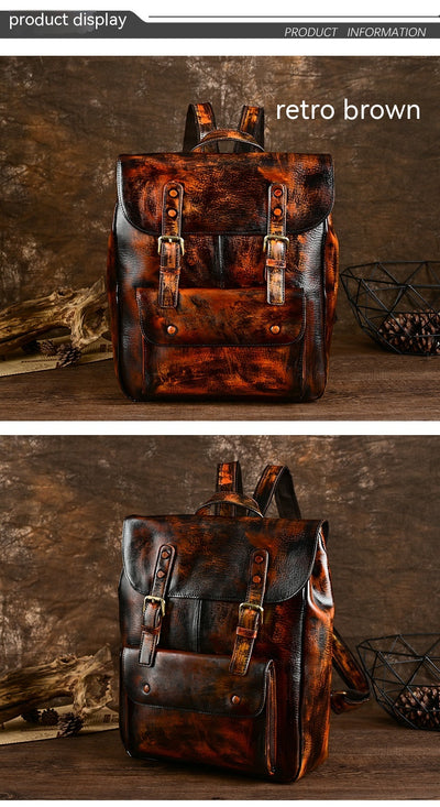 Mochila Casual de Cuero Genuino Estilo Retro Neutro - Image 11