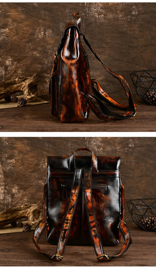 Mochila Casual de Cuero Genuino Estilo Retro Neutro - Image 12