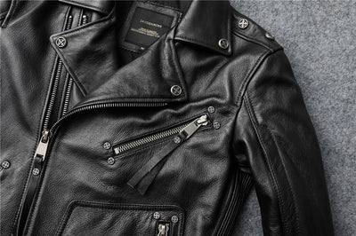 Chaqueta de Cuero para Motociclista Ajuste Slim Primera Capa - Image 27