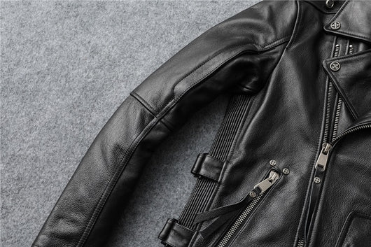 Chaqueta de Cuero para Motociclista Ajuste Slim Primera Capa - Image 30