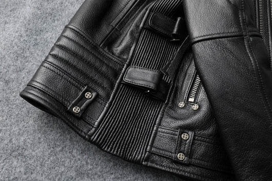 Chaqueta de Cuero para Motociclista Ajuste Slim Primera Capa - Image 31