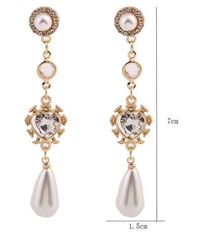 Aretes Largos de Perlas y Cristales 'Amor' - Image 8