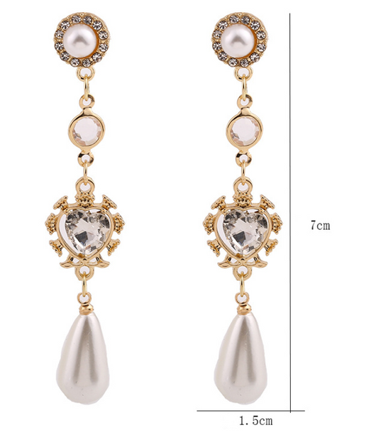 Aretes Largos de Perlas y Cristales 'Amor' - Image 8