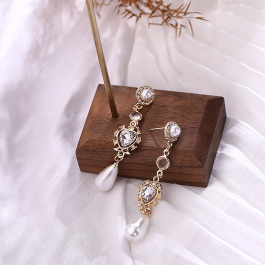 Aretes Largos de Perlas y Cristales 'Amor' - Image 11