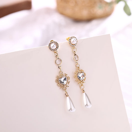 Aretes Largos de Perlas y Cristales 'Amor' - Image 12
