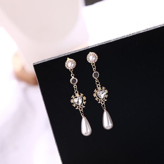Aretes Largos de Perlas y Cristales 'Amor' - Image 13