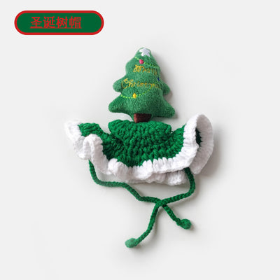 Gorro Navideño Tejido a Mano para Mascotas - Diseño Árbol de Navidad para Gatos y Perros - Image 9