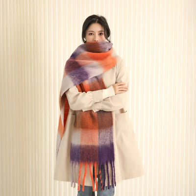 Bufanda Mohair Cálida de Cuadros Versátil - Estilo Europeo - Image 28