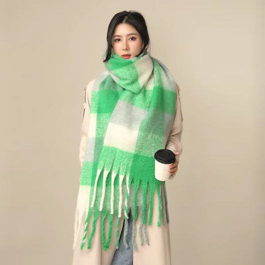 Bufanda Mohair Cálida de Cuadros Versátil - Estilo Europeo - Image 35