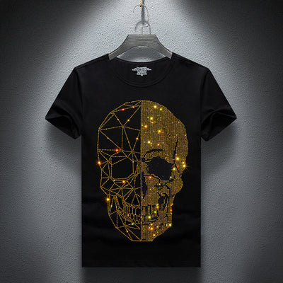 Camiseta Manga Corta Diamante para Hombre Estilo Europeo y Americano - Image 9