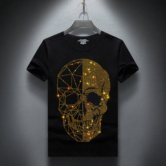 Camiseta Manga Corta Diamante para Hombre Estilo Europeo y Americano - Image 9
