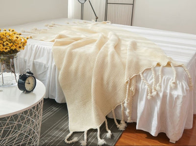 Manta de Oficina Tejida con Borlas - Comodidad y Estilo - Image 31