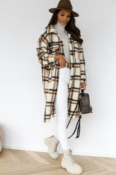 Abrigo de Lana Cuadrillé con Solapas y Botones - Cálido y Casual - Image 17