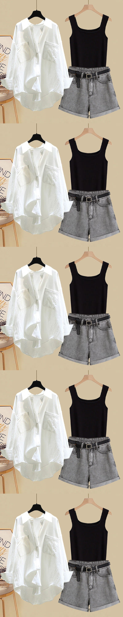 Conjunto de 3 Piezas: Chaleco Estilo Callejero con Shorts de Temperamento - Image 8