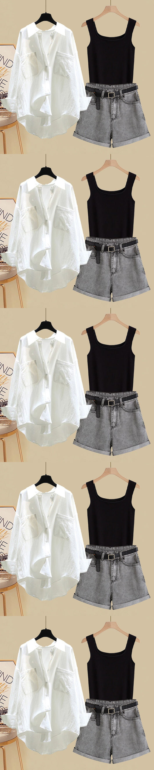 Conjunto de 3 Piezas: Chaleco Estilo Callejero con Shorts de Temperamento - Image 8