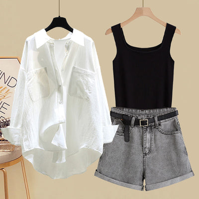 Conjunto de 3 Piezas: Chaleco Estilo Callejero con Shorts de Temperamento - Image 12
