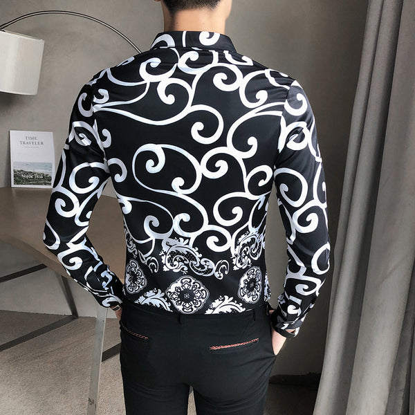Camisa de Manga Larga Estampada Digital para Hombre - Talla Grande