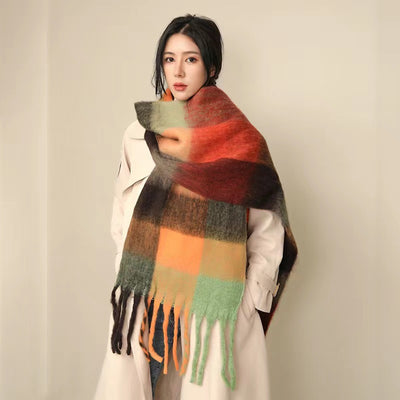 Bufanda Mohair Cálida de Cuadros Versátil - Estilo Europeo - Image 43