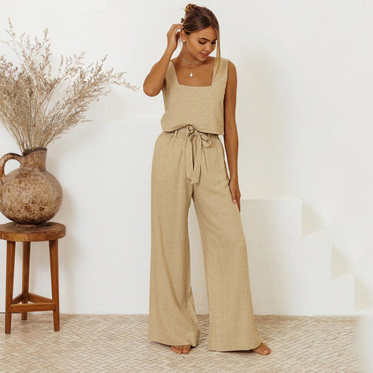 Conjunto Holgado de Lino y Algodón - Chaleco sin Mangas y Pantalón Suelto - Image 12