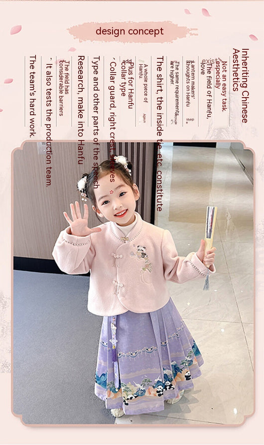 Traje Tang Tradicional Chino para Niña - Falda Caballo de Cara en Lana Poliéster - Image 19