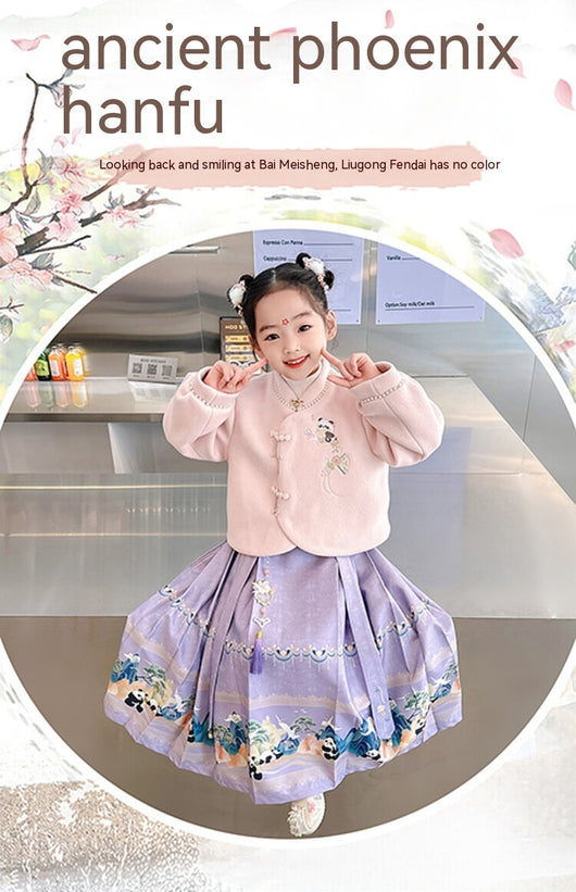 Traje Tang Tradicional Chino para Niña - Falda Caballo de Cara en Lana Poliéster - Image 20