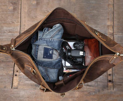 Bolsa de Viaje de Cuero Genuino Estilo Retro con Gran Capacidad para Hombre - Image 14