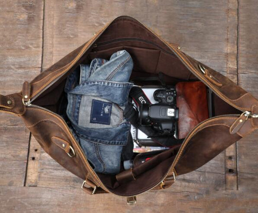 Bolsa de Viaje de Cuero Genuino Estilo Retro con Gran Capacidad para Hombre - Image 14