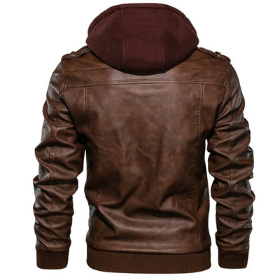 Chaqueta de Cuero PU para Hombre con Capucha Removible - Image 10