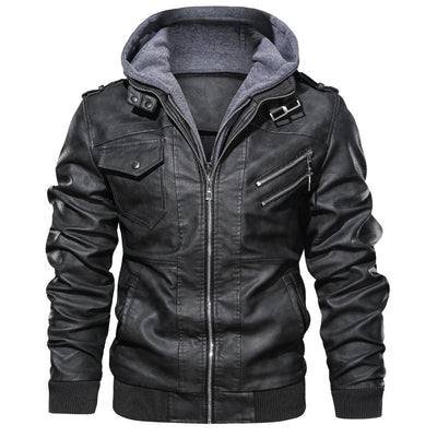 Chaqueta de Cuero PU para Hombre con Capucha Removible - Image 13