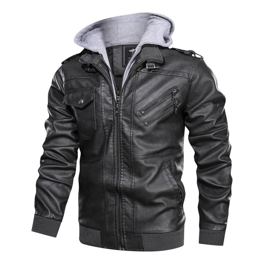 Chaqueta de Cuero PU para Hombre con Capucha Removible - Image 15
