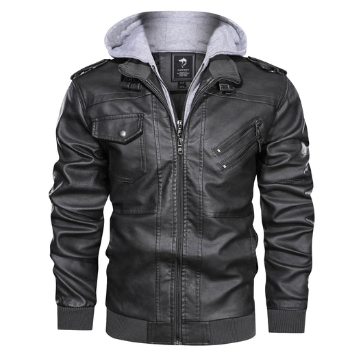 Chaqueta de Cuero PU para Hombre con Capucha Removible - Image 16