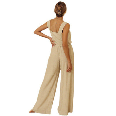 Conjunto Holgado de Lino y Algodón - Chaleco sin Mangas y Pantalón Suelto - Image 23