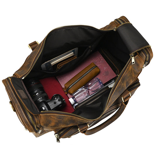 Bolsa de Viaje Cuero Crazy Horse Retro Gran Capacidad - Image 36