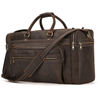 Bolsa de Viaje Cuero Crazy Horse Retro Gran Capacidad - Image 38