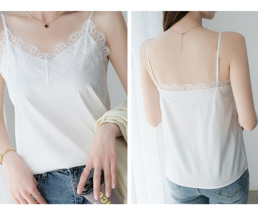 Camisola de Encaje para Pestañas en Seda Satinada para Mujer - Image 23