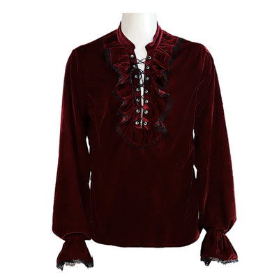 Camisa Vintage de Terciopelo Estilo Gótico Medieval para Hombre - Image 9