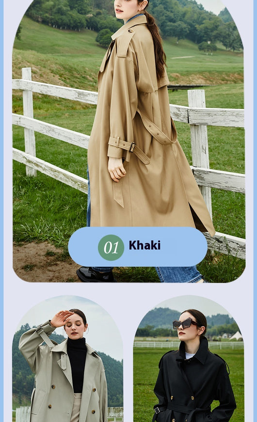 Abrigo Trench Largo para Mujer con Cuello Alzado y Doble Botonadura Ajustable - Image 8