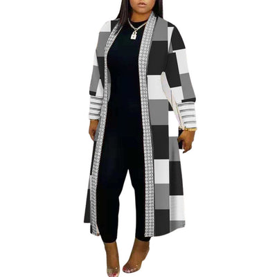 Abrigo Trench Largo Holgado con Costuras Decorativas para Commute - Image 3
