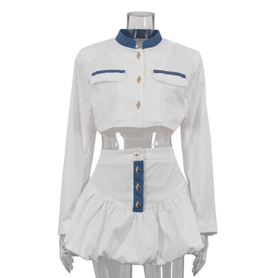 Conjunto Elegante: Blusa Cuello Alto Manga Larga + Falda Ajustada - Image 6