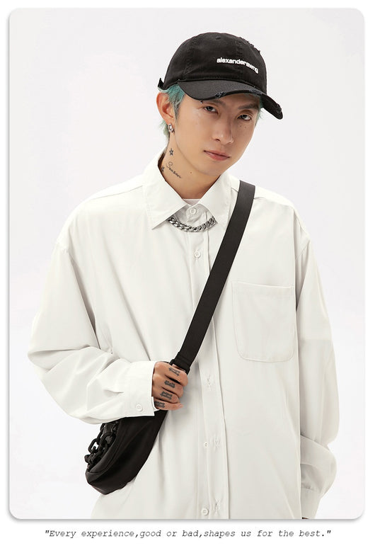 Camisa Larga Drapeada Estilo Japonés para Hombre - Image 15
