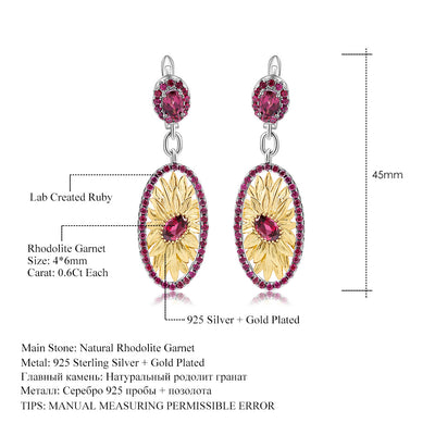 Aretes de Plata con Incrustaciones de Rosa - Image 5