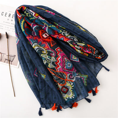 Bufanda Larga Artesanal con Borlas para Mujer - Image 10