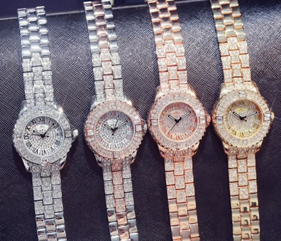 Reloj de Lujo para Mujer con Cristales y Diamantes - Pulsera Elegante de Cuarzo