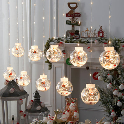 Cortina LED Navideña con Luces Muñeco de Nieve y Esferas Brillantes - Decoración de Ventana 10 Piezas - Image 18