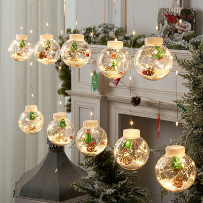 Cortina LED Navideña con Luces Muñeco de Nieve y Esferas Brillantes - Decoración de Ventana 10 Piezas - Image 19