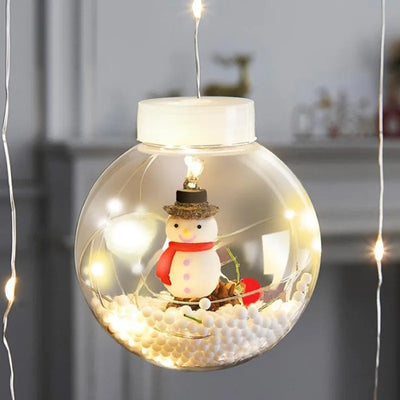 Cortina LED Navideña con Luces Muñeco de Nieve y Esferas Brillantes - Decoración de Ventana 10 Piezas - Image 22