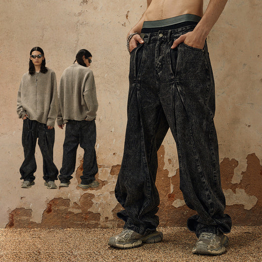 Jeans Holgados con Diseño Plisado y Estampado Copo de Nieve - Image 16